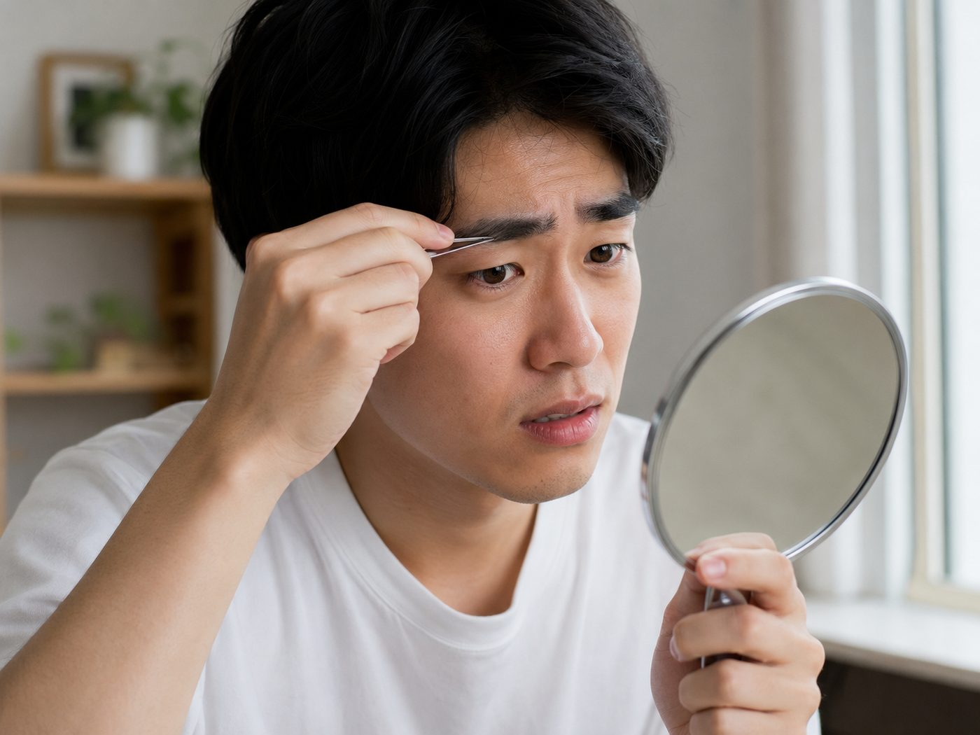 眉毛の自己処理に悩む男性